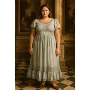 Renaissance Vintage Bridgerton Victorian Midi Dress empire Puff Sleeve XL fits M